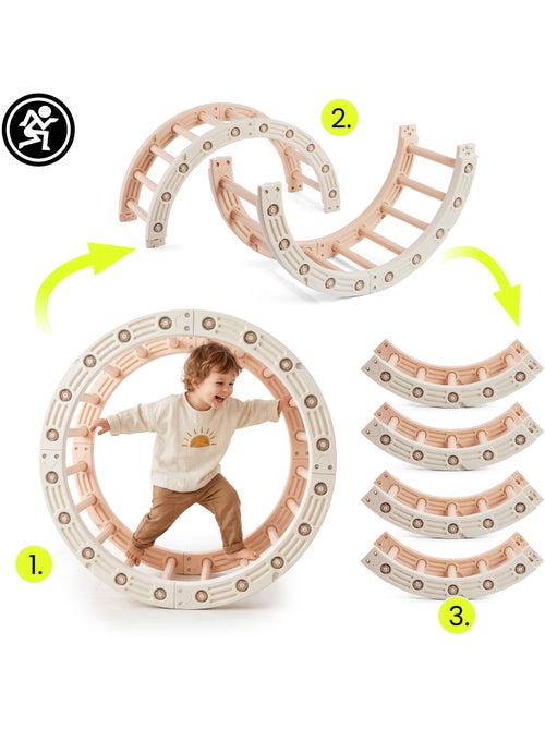Gioco montessori 4 in 1 hypermotion per bambini con ruota ginnastica, arco e percorso di equilibrio - Kiabi