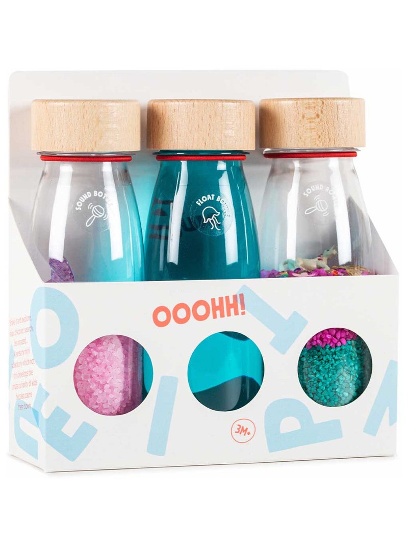 Gioco per neonati set da 3 bottiglie sensoriali | petit boum | petit boum Rosa/Verde - Kiabi