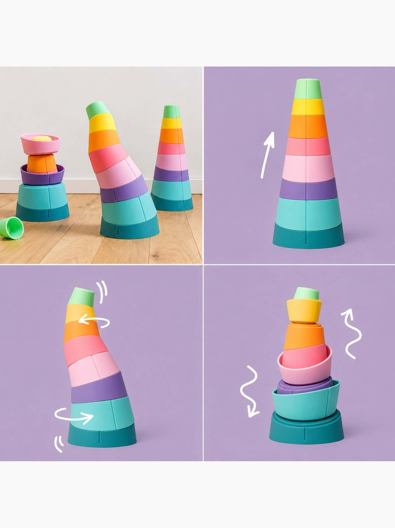 Gioco sensoriale piramide impilabile in silicone | OPPI® Multicolore - Kiabi