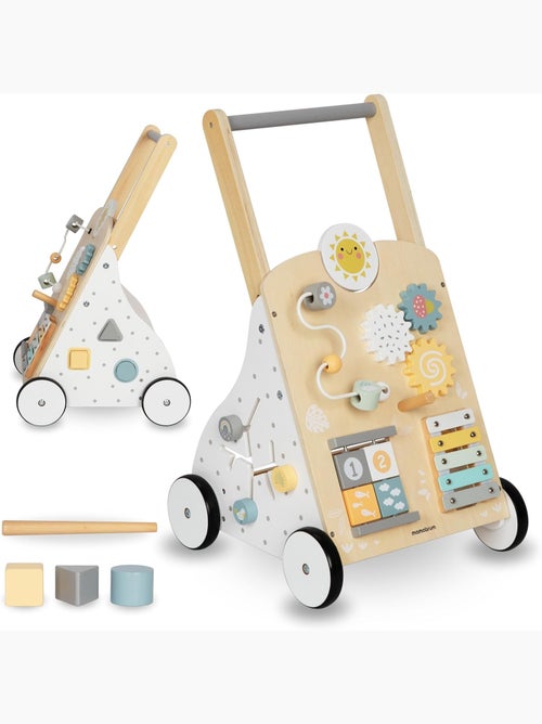 Girello educativo in legno 8 in 1 con pannello attività e spingi-bimbo regolabile 58-66 cm - Kiabi Girello educativo in legno 8 in 1 con pannello attività e spingi-bimbo regolabile 58-66 cm - Kiabi