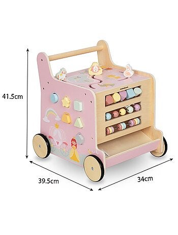Girello in legno 2 in 1 con cubo educativo multifunzione – gioco attività sviluppo bambini 1+