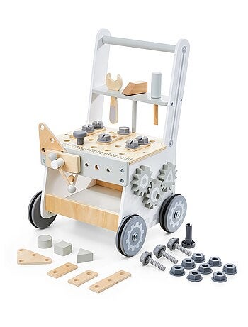 Girello in legno 3 in 1 con attività – Centro giochi e banco attrezzi educativo