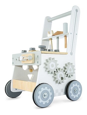 Girello in legno 3 in 1 con attività – Centro giochi e banco attrezzi educativo