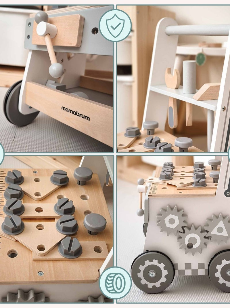 Girello in legno 3 in 1 con attività – Centro giochi e banco attrezzi educativo N/D - Kiabi