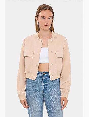 Giubbotto bomber con scollo tondo e tasca hiccup