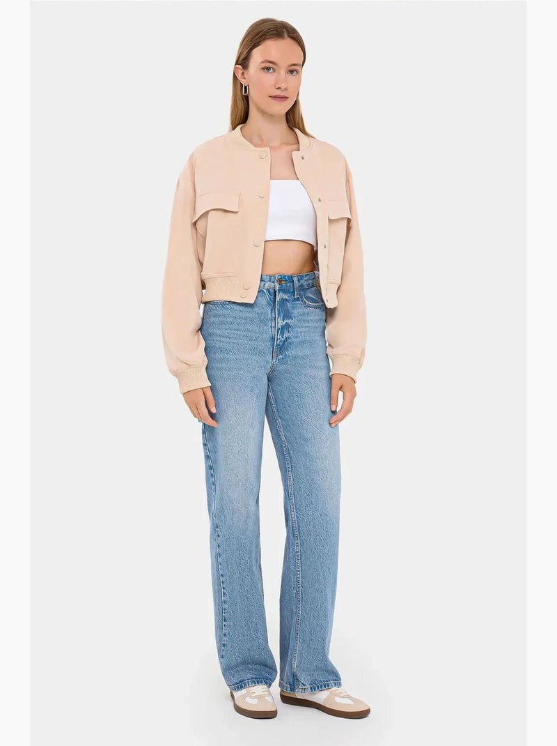 Giubbotto bomber con scollo tondo e tasca hiccup Beige naturale - Kiabi