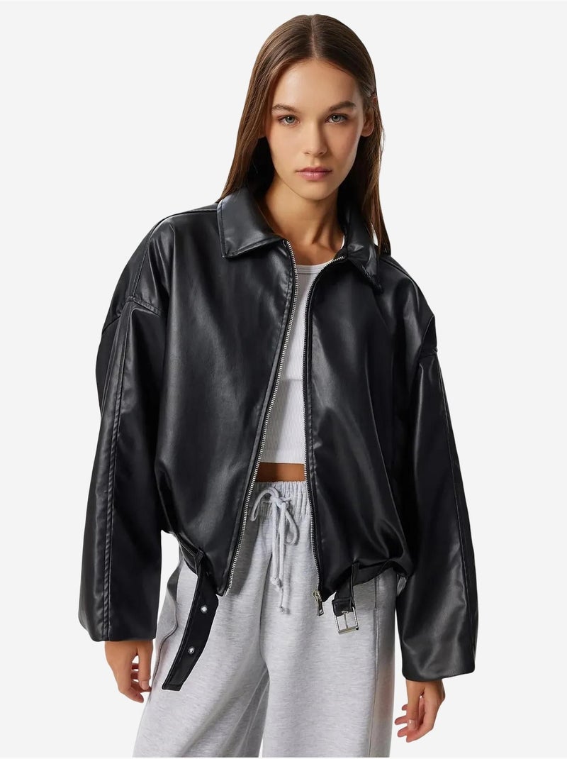 Giubbotto bomber in ecopelle istanbul Nero - Kiabi