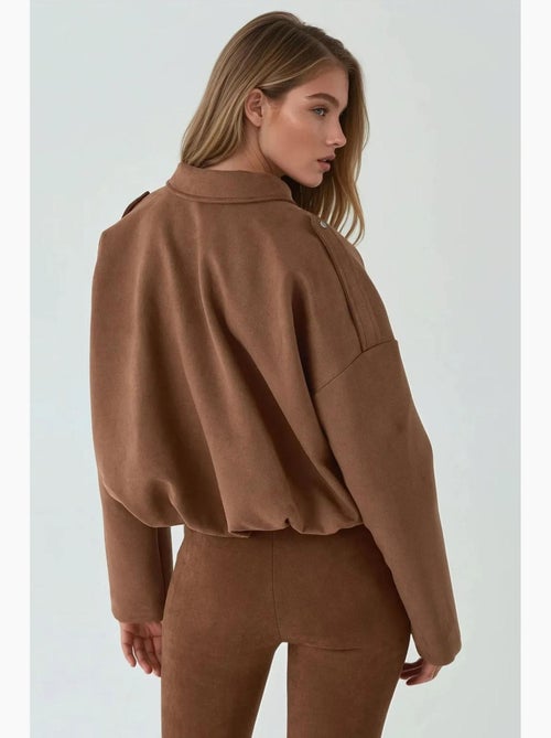 Giubbotto bomber in suede dalla texture morbida hiccup - Kiabi Giubbotto bomber in suede dalla texture morbida hiccup - Kiabi