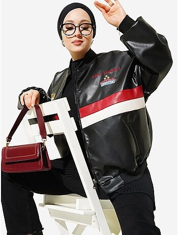 Giubbotto bomber oversize in similpelle color block bdart