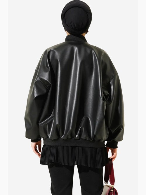 Giubbotto bomber oversize in similpelle color block bdart - Kiabi