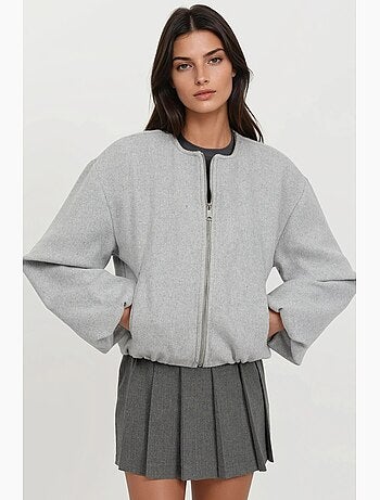 Giubbotto bomber oversize testurizzato con zip integrale hiccup