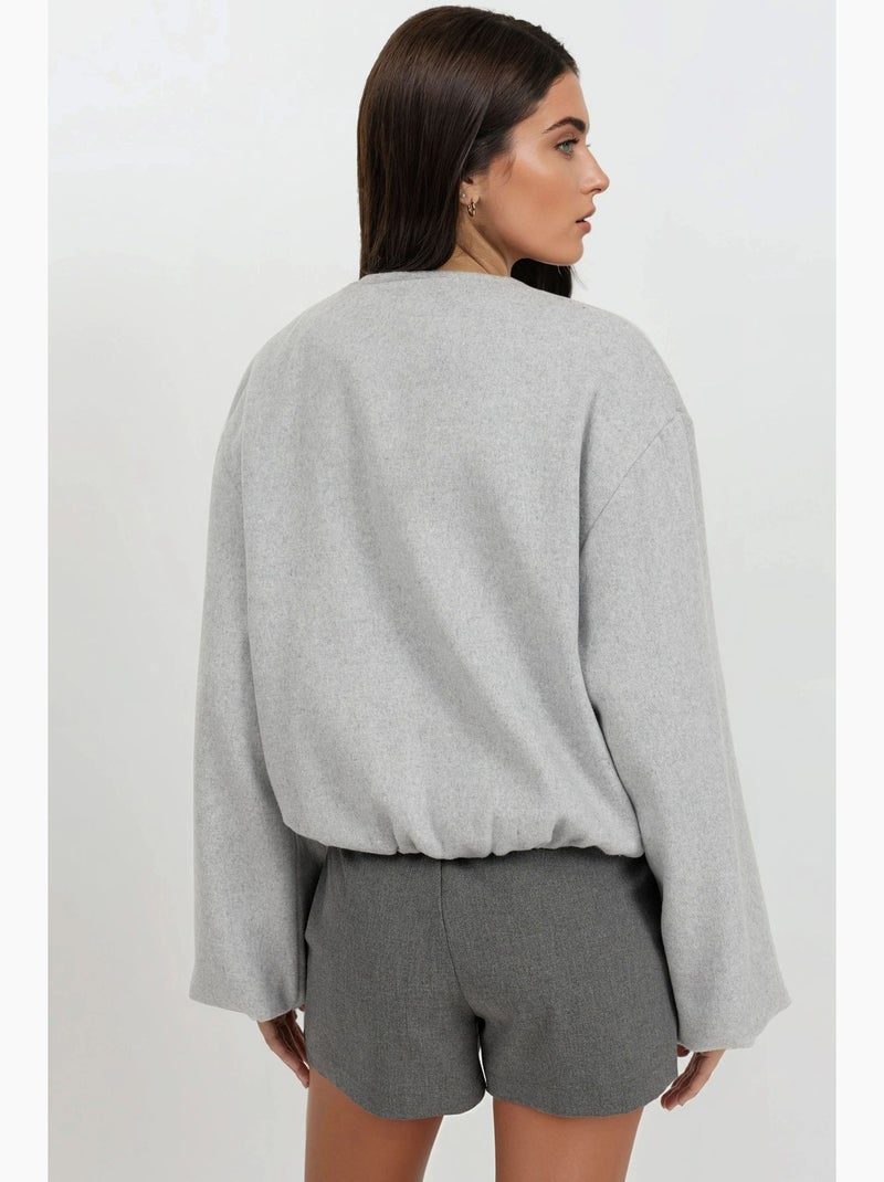 Giubbotto bomber oversize testurizzato con zip integrale hiccup Grigio chiaro - Kiabi