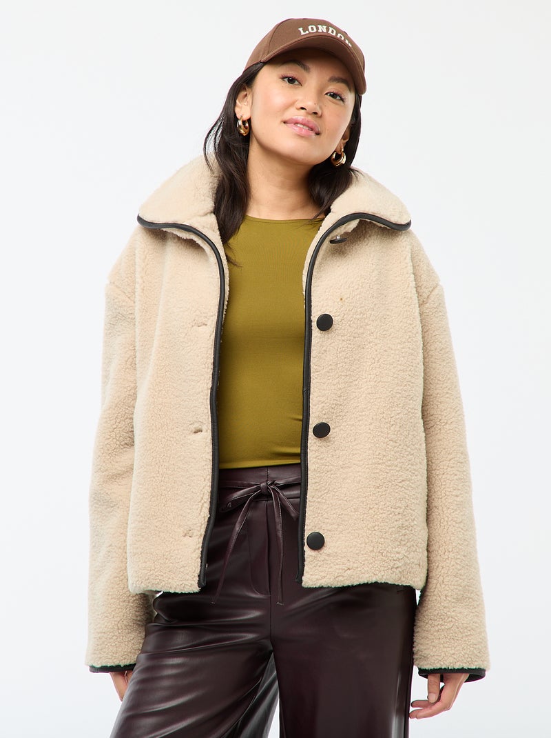 Giubbotto caldo effetto montone Beige - Kiabi