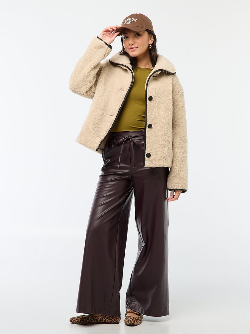 Giubbotto caldo effetto montone Beige - Kiabi