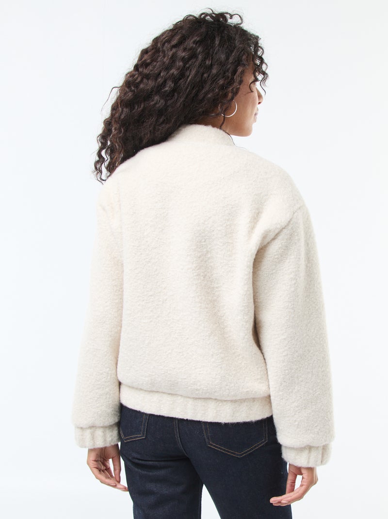 Giubbotto college effetto montone Beige - Kiabi