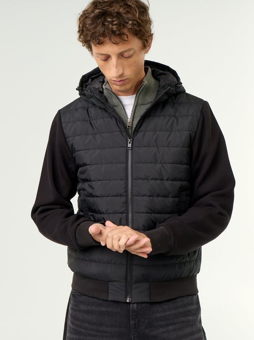 Giubbotto con cappuccio e zip in due materiali - Kiabi Giubbotto con cappuccio e zip in due materiali - Kiabi
