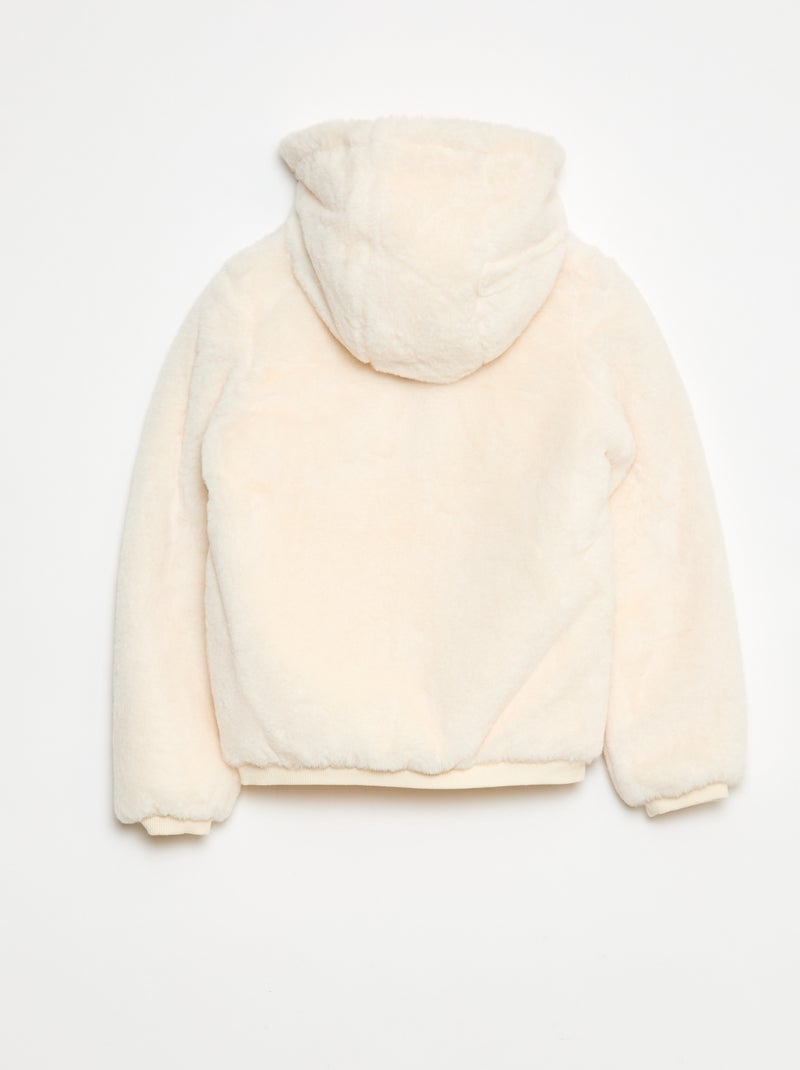 Giubbotto con cappuccio e zip in ecopelliccia Bianco - Kiabi