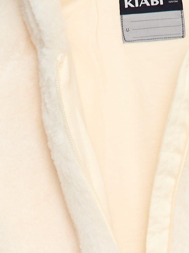 Giubbotto con cappuccio e zip in ecopelliccia Bianco - Kiabi