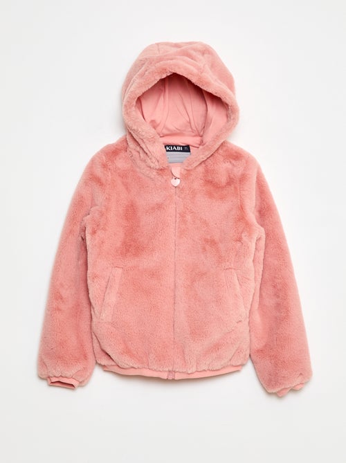 Giubbotto con cappuccio e zip in ecopelliccia - Kiabi