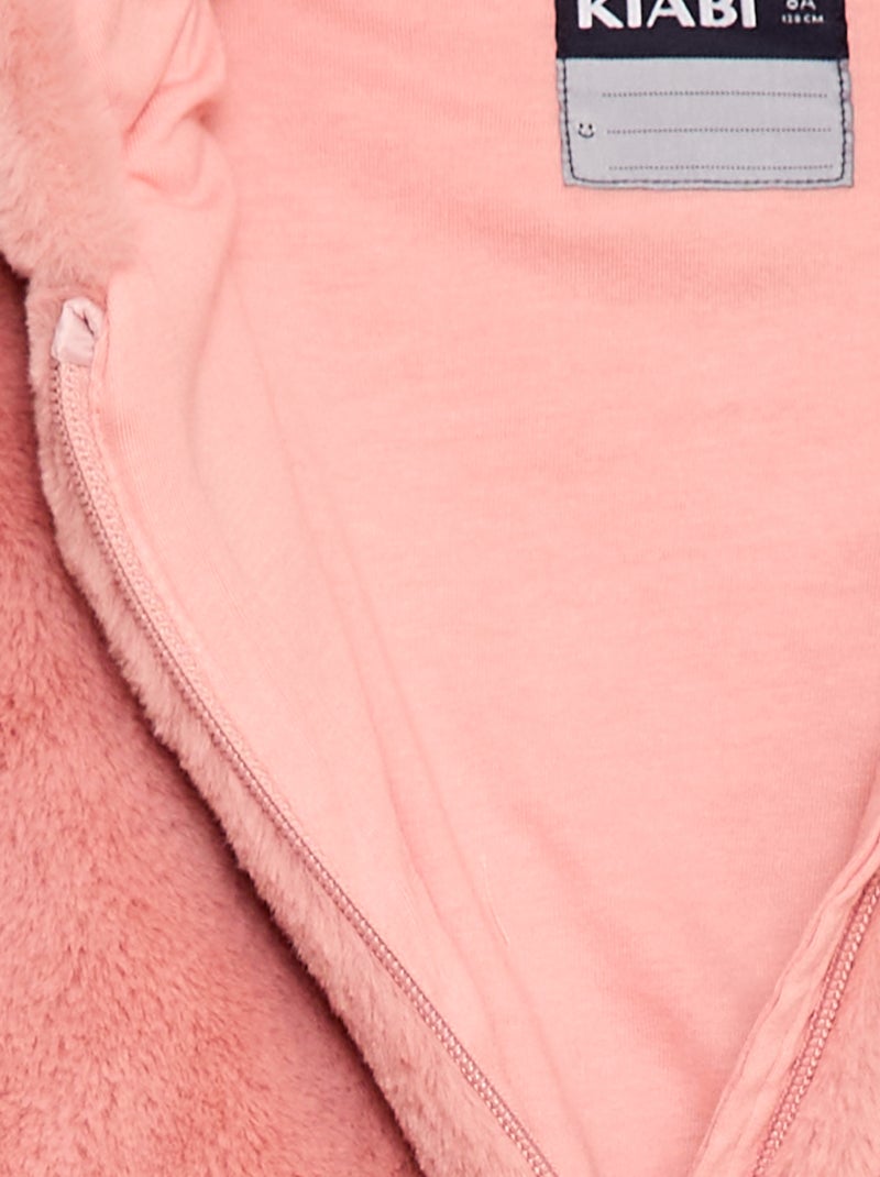 Giubbotto con cappuccio e zip in ecopelliccia Rosa - Kiabi