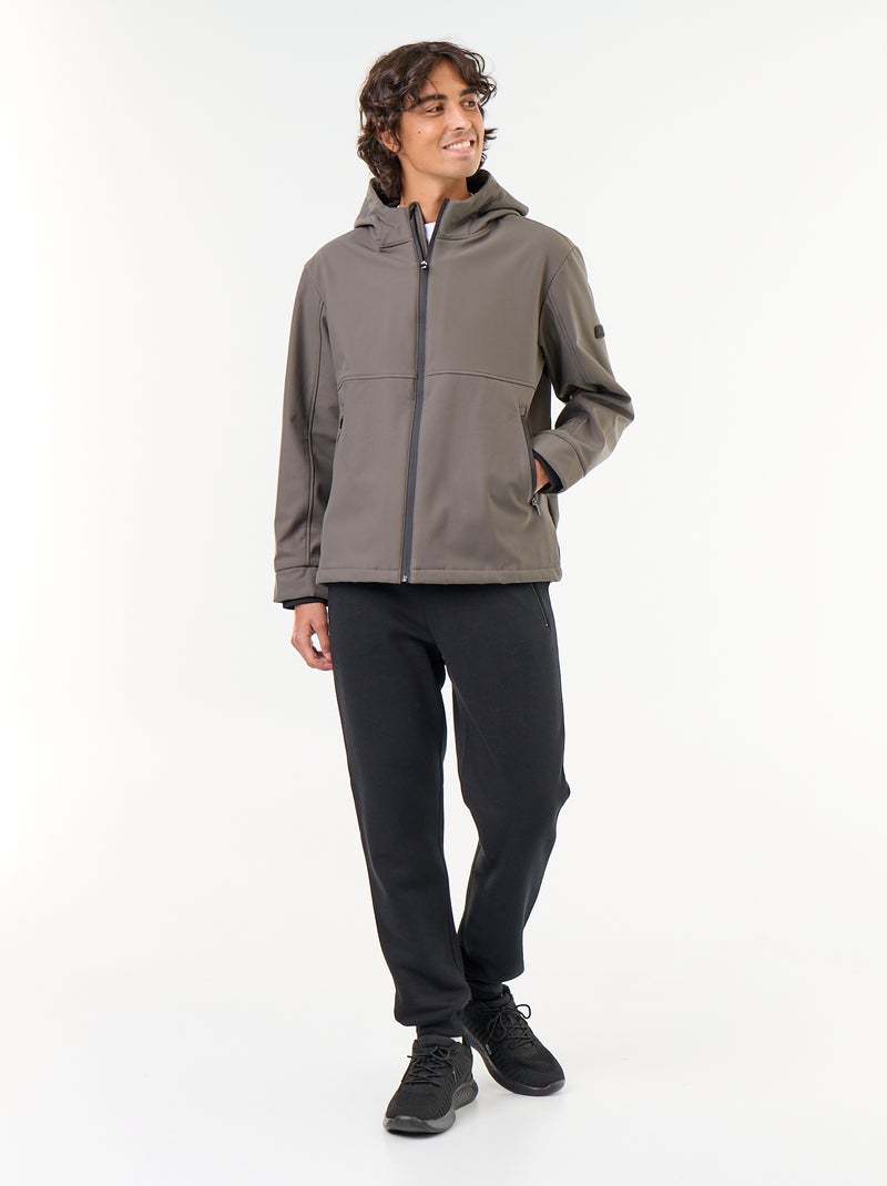 Giubbotto con cappuccio in neoprene foderato in micropile Kaki - Kiabi