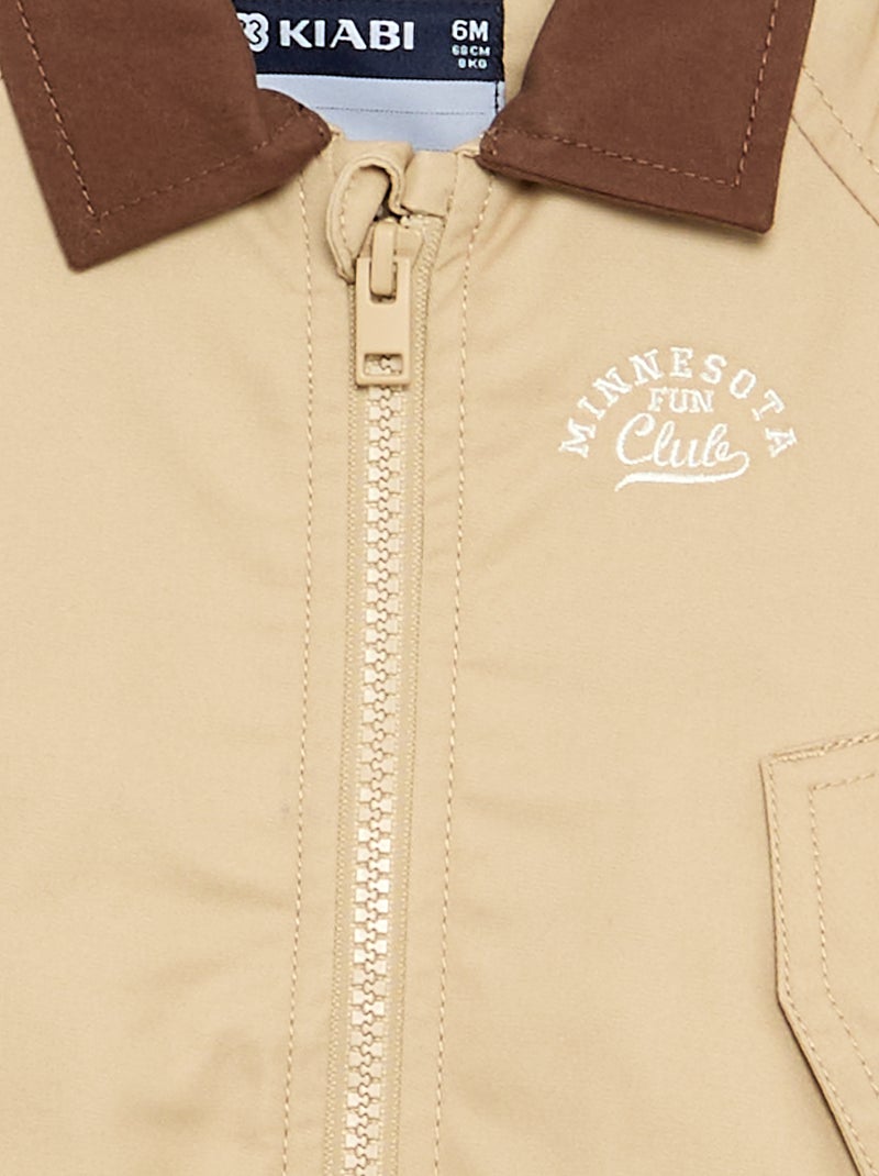 Giubbotto con zip e collo a contrasto Beige - Kiabi