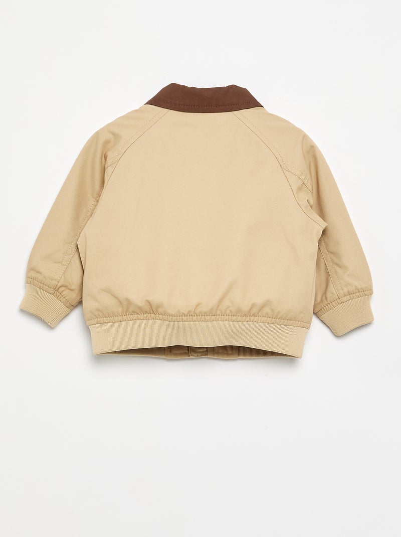 Giubbotto con zip e collo a contrasto Beige - Kiabi