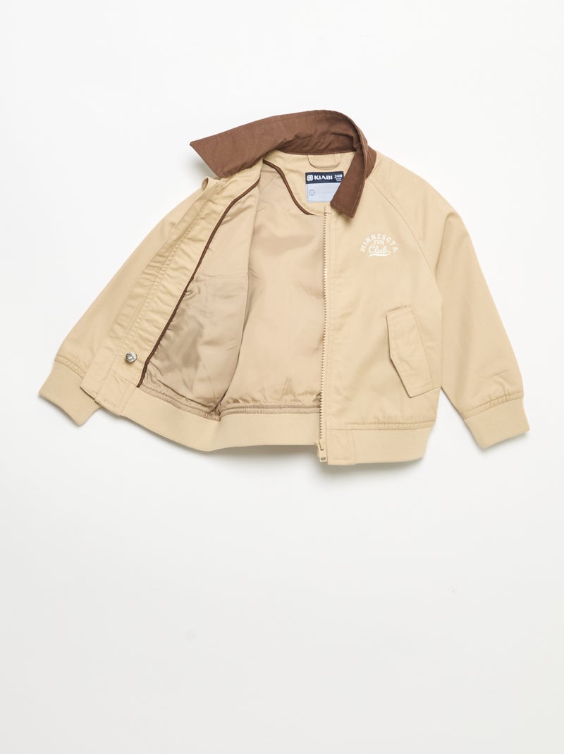 Giubbotto con zip e collo a contrasto Beige - Kiabi