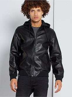 Giubbotto ecopelle con cappuccio - Kiabi