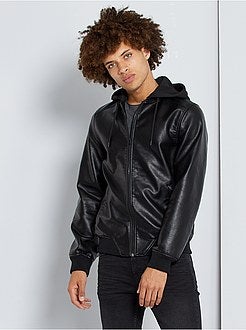 Giubbotto ecopelle con cappuccio - Kiabi