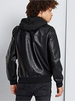 Giubbotto ecopelle con cappuccio - Kiabi