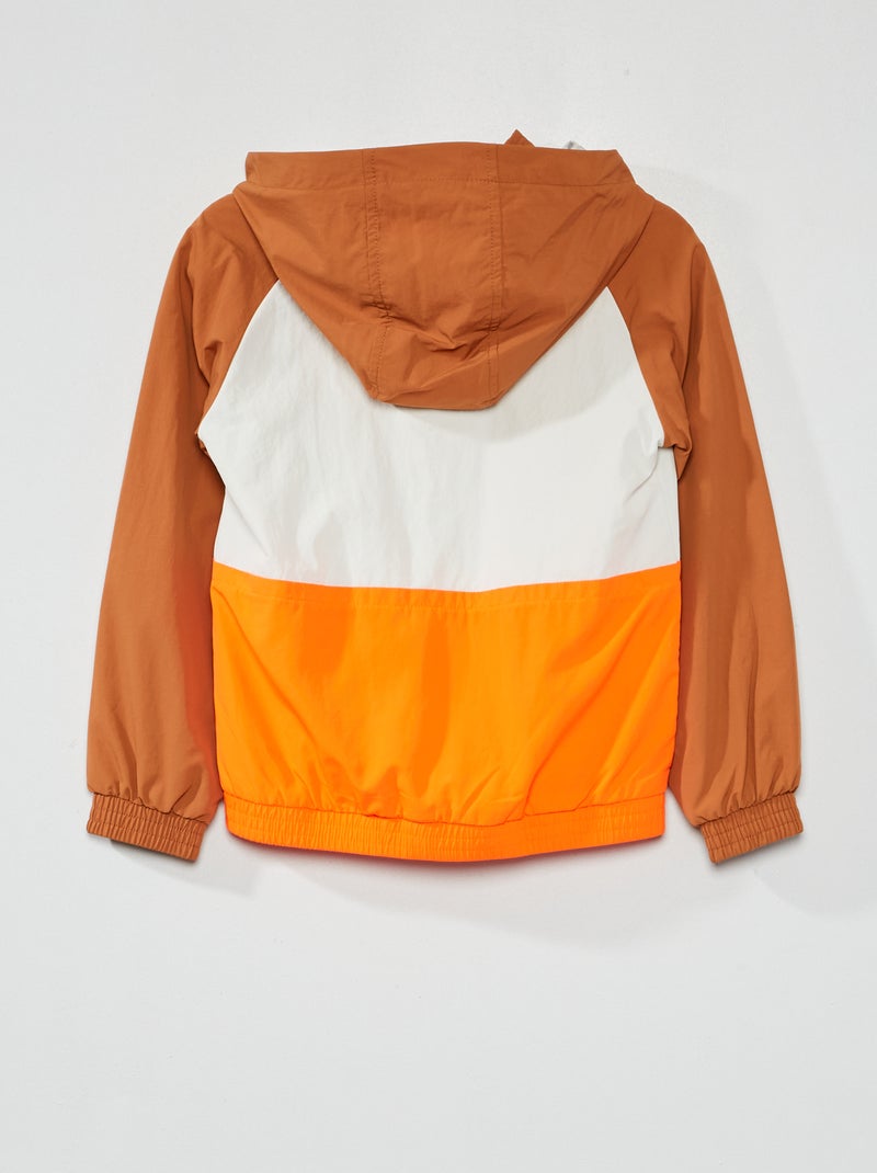 Giubbotto impermeabile color block ARANCIONE - Kiabi