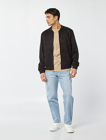 Giubbotto in finto camoscio con zip