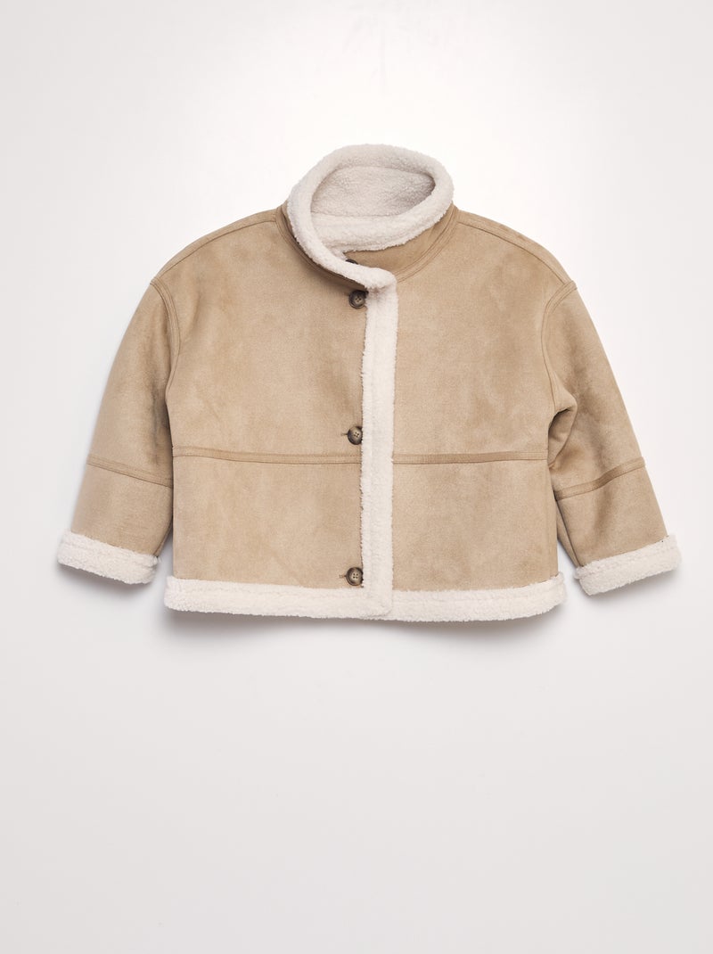 Giubbotto in finto camoscio e sherpa BEIGE - Kiabi