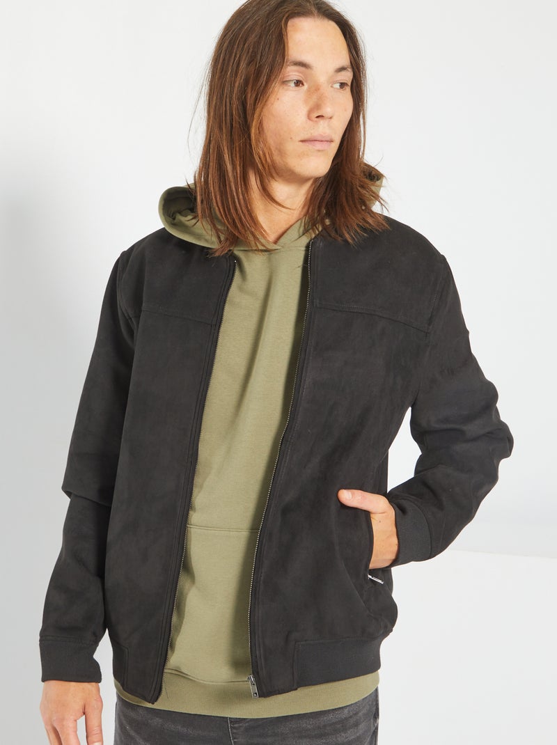 Giubbotto in finto camoscio stile bomber Nero - Kiabi