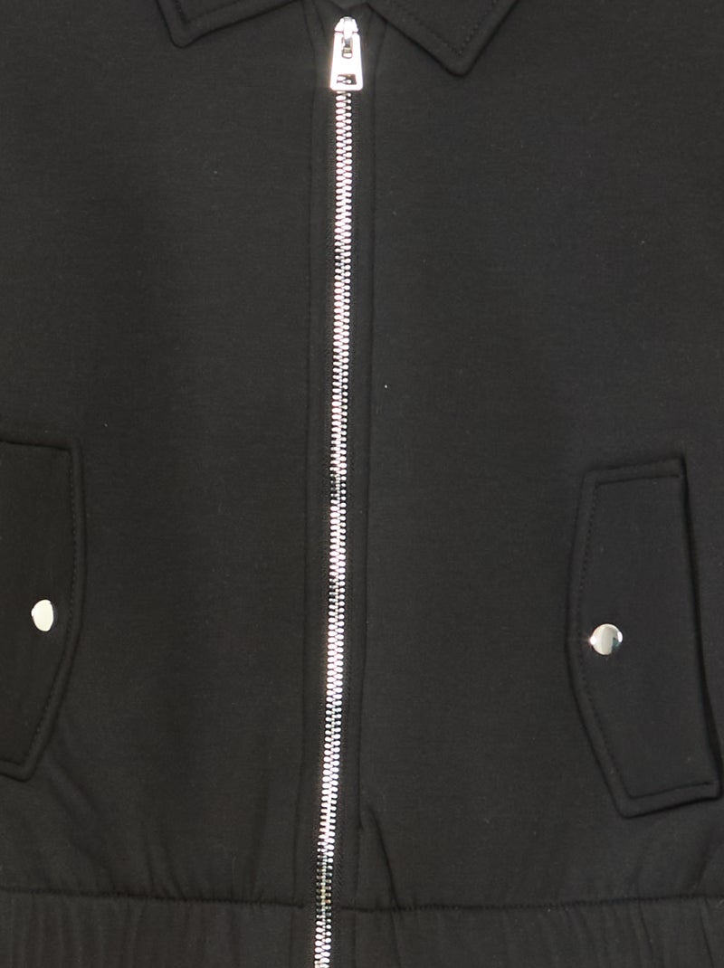 Giubbotto in maglia punto milano elasticizzato in vita nero - Kiabi