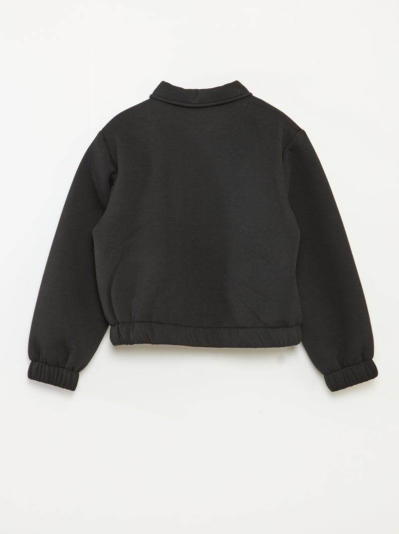 Giubbotto in maglia punto milano elasticizzato in vita nero - Kiabi