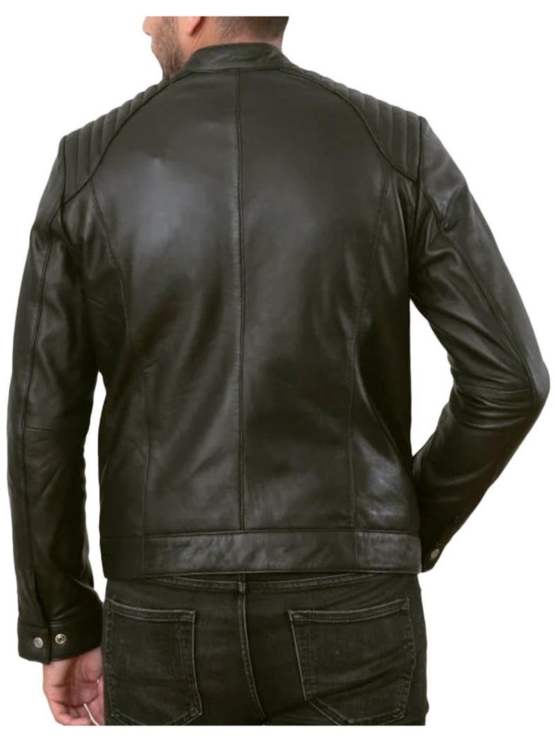 Giubbotto Moto Uomo in Pelle Schott Nero - Kiabi