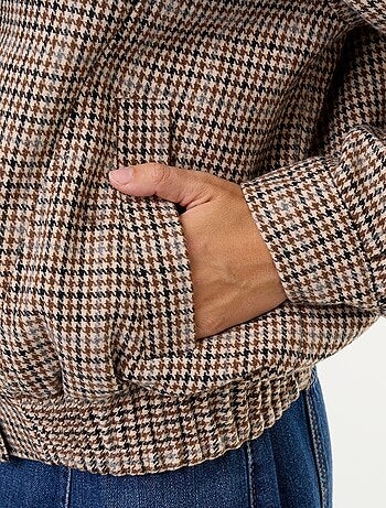 Giubbotto oversize effetto lana con collo in ecopelliccia rimovibile