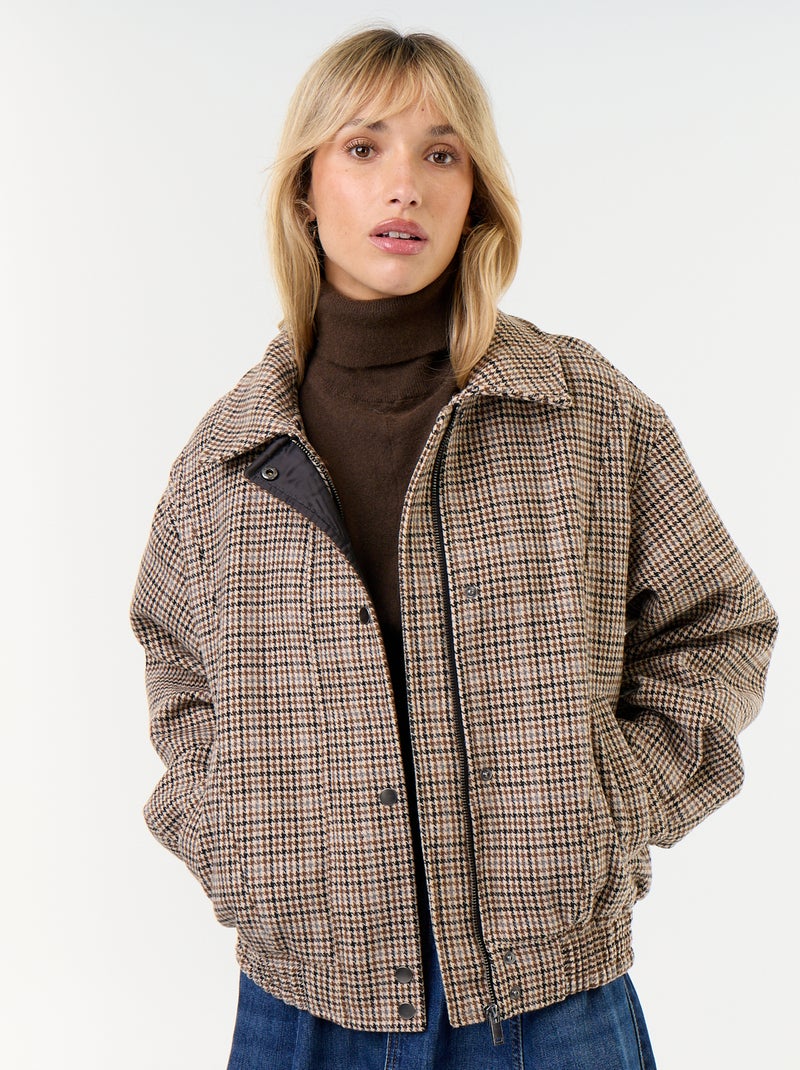 Giubbotto oversize effetto lana con collo in ecopelliccia rimovibile Beige - Kiabi