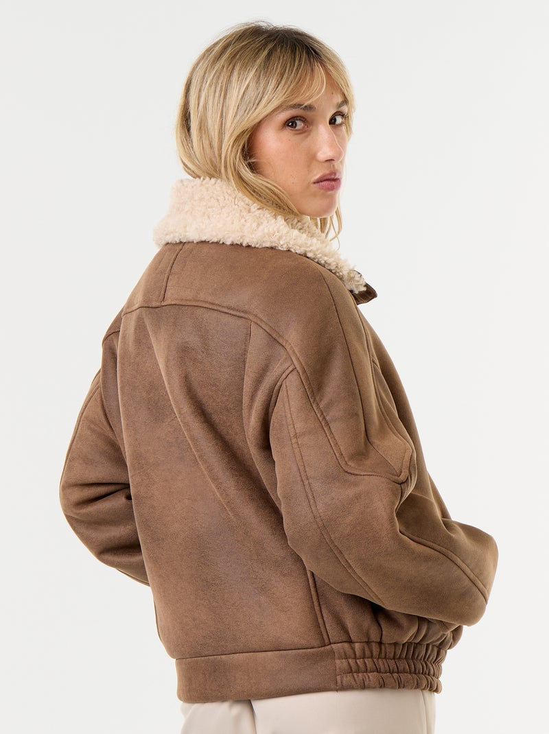 Giubbotto stile aviatore effetto montone Marrone - Kiabi