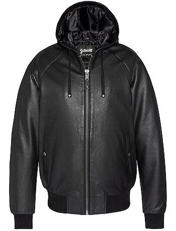 Giubbotto Uomo Schott in Pelle con Cappuccio
