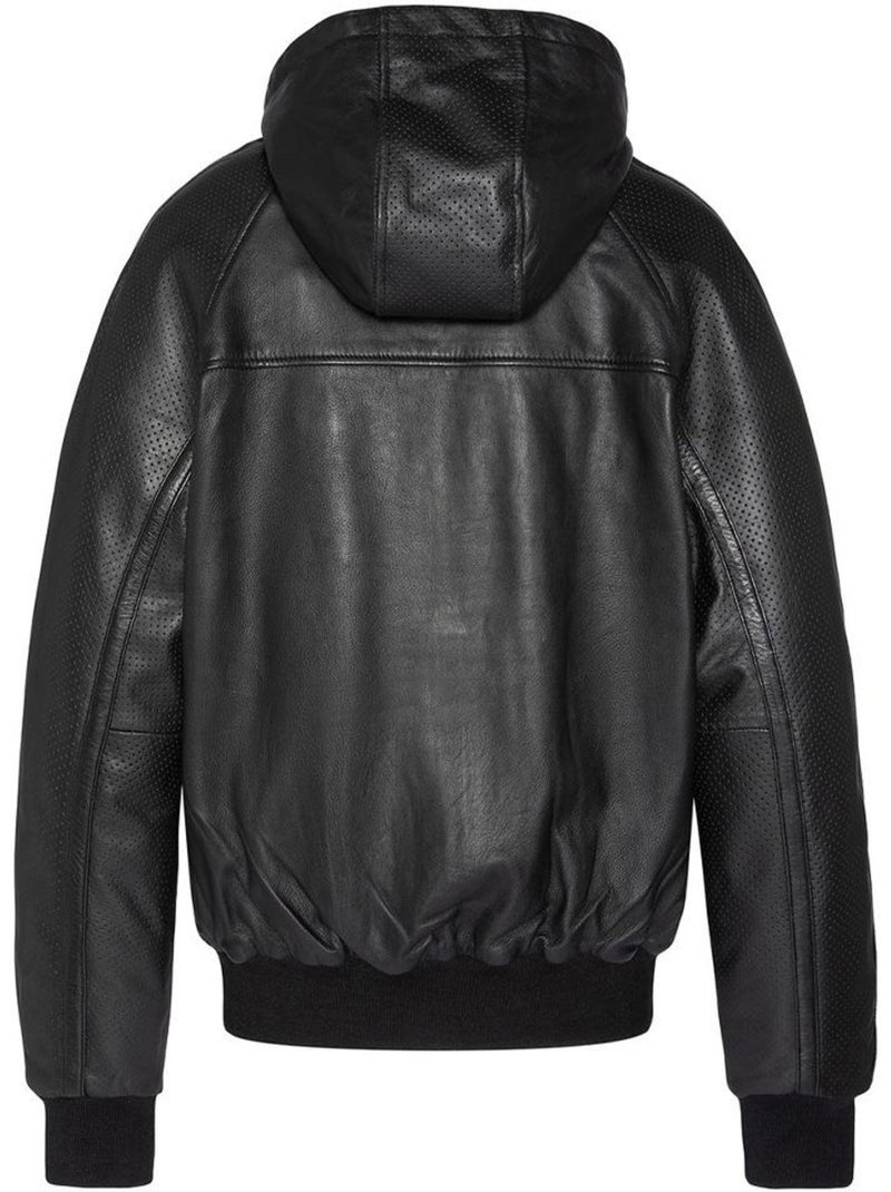 Giubbotto Uomo Schott in Pelle con Cappuccio Nero - Kiabi