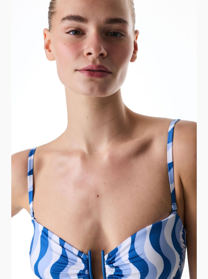 Gloria costume intero a righe senza spalline penti Blu Bianco - Kiabi