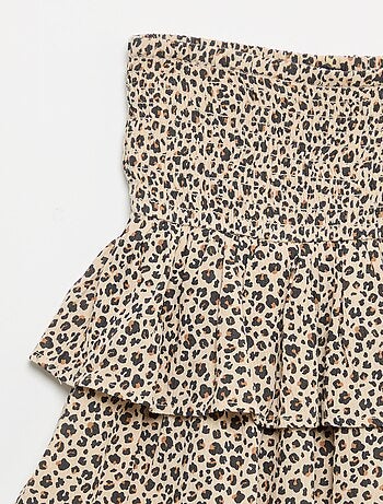 Gonna a balze con stampa leopardata