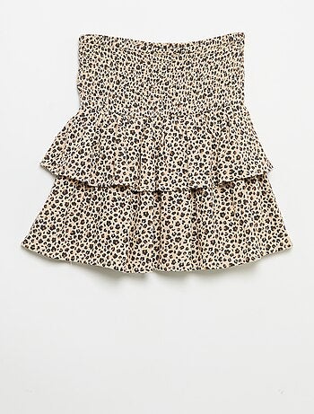Gonna a balze con stampa leopardata