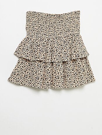 Gonna a balze con stampa leopardata