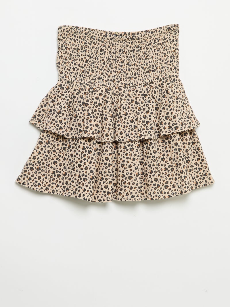 Gonna a balze con stampa leopardata Beige - Kiabi