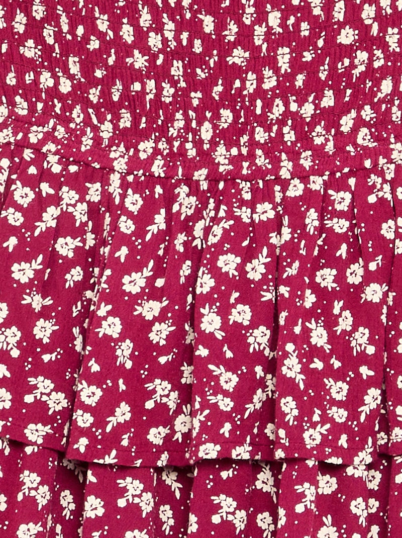 Gonna a balze con stampa leopardata Rosso - Kiabi