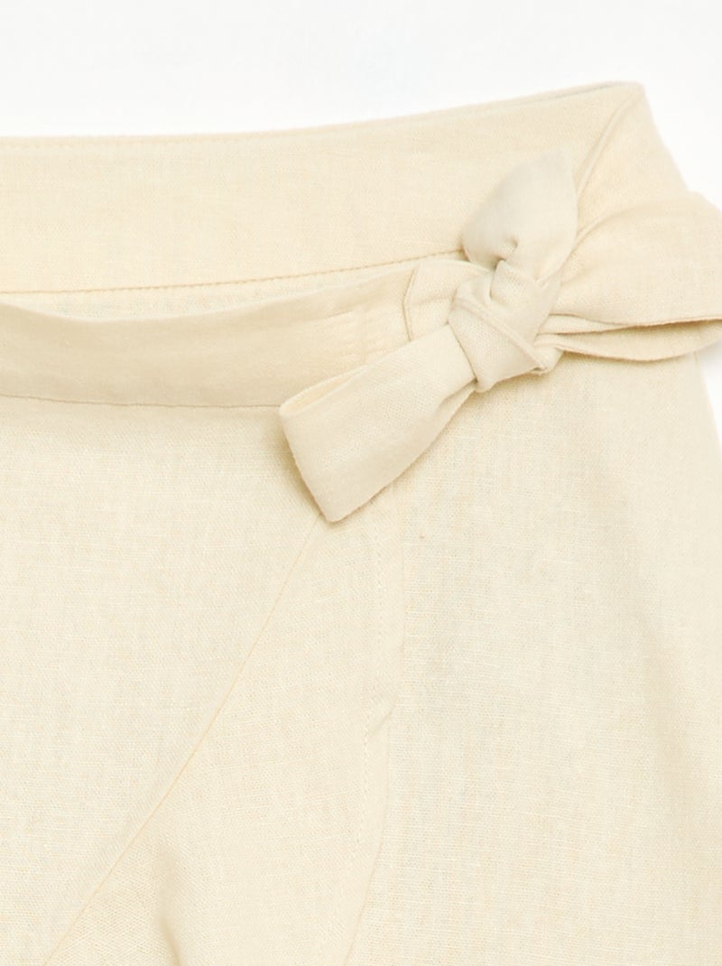 Gonna a balze in misto lino Bianco - Kiabi